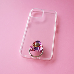 iPhone手機殼【人魚鱗片】彩繪玻璃皮革粉紅 第2張的照片