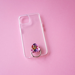 iPhoneケース【人魚の鱗-Mermaid scales-】ステンドグラス革　ピンク 3枚目の画像