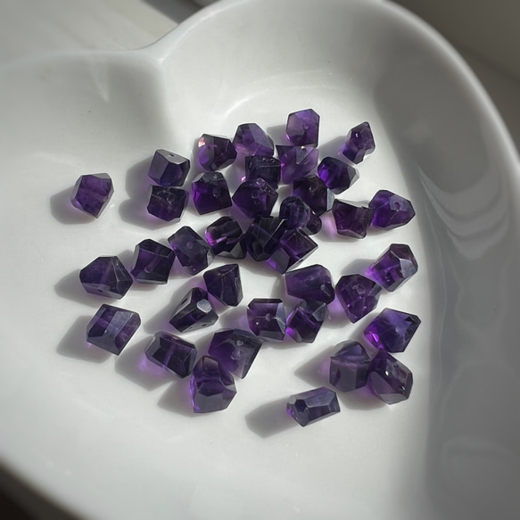 [14KGF]葡萄色♡石榴石x紫水晶耳環 第5張的照片