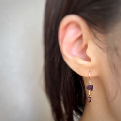 [14KGF]葡萄色♡石榴石x紫水晶耳環 第3張的照片