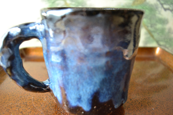【コーヒーカップ】マグカップ　宇宙の装い　(コスモブルー)　★萩焼 8枚目の画像