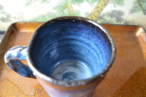 【コーヒーカップ】マグカップ　宇宙の装い　(コスモブルー)　★萩焼 5枚目の画像