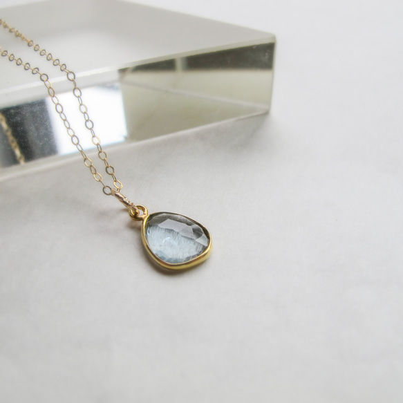 ラスト1点！】天然石モスアクアマリン14kgfネックレス（ローズカット