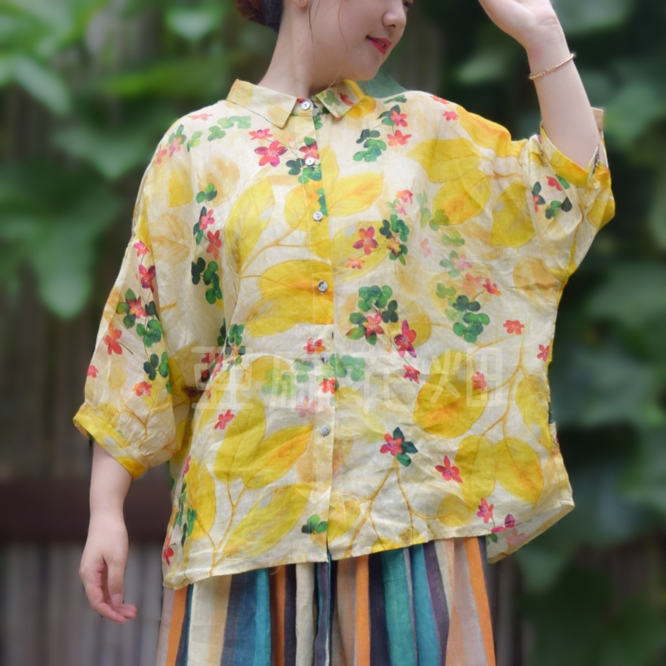 金木犀 福袋 リネンシャツ柄シャツ 骨格 ストレート 服 秋服 スタンド