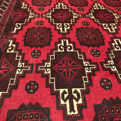 アンティークトルクメン族絨毯　ギュルデザイン　オールド手織り絨毯　部族絨毯　ヴィンテージラグ　112x195cm＃154 3枚目の画像