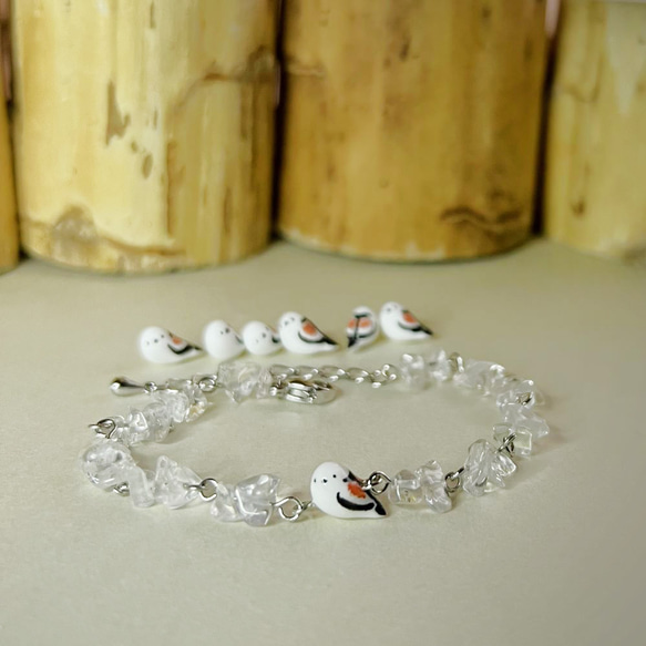 人生を輝かせ前へ進む守護シマエナガグラデーションオルゴブレスレット