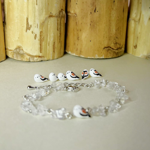 シマエナガ＆水晶のブレスレット・4月の誕生石 ブレスレット MILULA