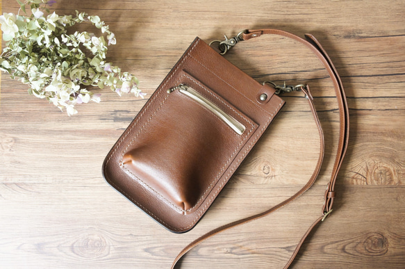 ラスト一点 ミニショルダーバッグ】＊brown＊ファスナーポケット