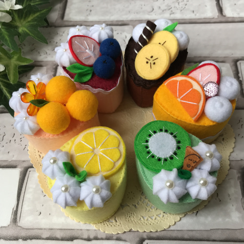 受注制作】フルーツのしずくケーキ◎フェルトおままごと◎送料無料