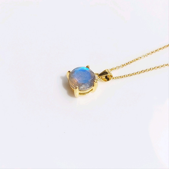 ラブラドライト 一粒ネックレス◇大粒◇8mm【14kgf】金属アレルギー 