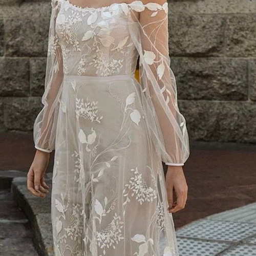 ランタンスリーブ オフショルダー ウエディングドレス ドレス ウララ  