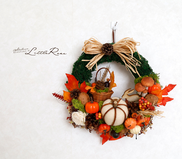 かぼちゃの秋リース＊ナチュラル＊秋リース＊ハロウィン リース  