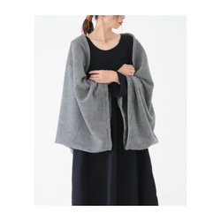 秋冬3way大人の高級メルトンフリースストール／ストールにもアウターにもブランケットにも使い方色々／グレー 2枚目の画像