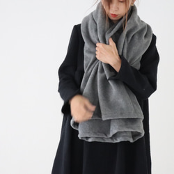 秋冬3way大人の高級メルトンフリースストール／ストールにもアウターにもブランケットにも使い方色々／グレー 12枚目の画像