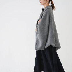 秋冬3way大人の高級メルトンフリースストール／ストールにもアウターにもブランケットにも使い方色々／グレー 3枚目の画像