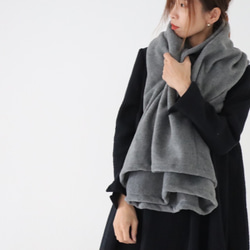 秋冬3way大人の高級メルトンフリースストール／ストールにもアウターにもブランケットにも使い方色々／グレー 7枚目の画像