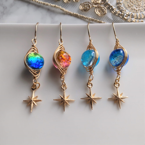 再販＊k14gf＊～神秘的な青い惑星～【Neptune☆海王星】ホタルガラス