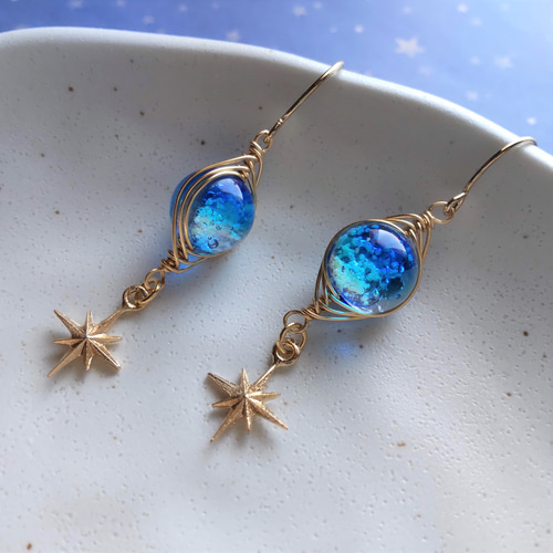 再販＊k14gf＊～神秘的な青い惑星～【Neptune☆海王星】ホタルガラス