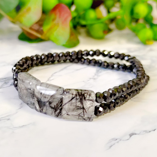 ブラックトルマリン×ブラックスピネルブレスレット ブレスレット