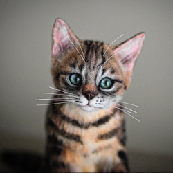 羊毛フェルト　ハンドメイド　キジトラ　子猫　猫　ねこ 2枚目の画像