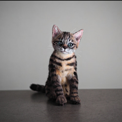 羊毛フェルト　ハンドメイド　キジトラ　子猫　猫　ねこ 4枚目の画像