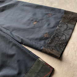 アンティーク大島紬のパッチワークワイドパンツ　刺し子　着丈変更可能　着物リメイク 5枚目の画像