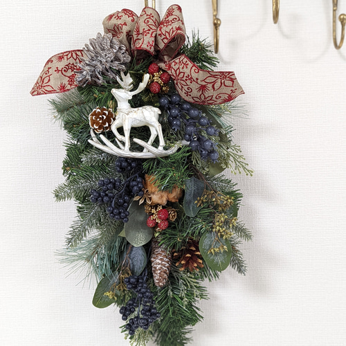 ずっときれい！毎年飾れる！特大クリスマススワッグ 玄関 インテリア