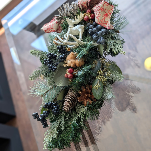 ずっときれい！毎年飾れる！特大クリスマススワッグ 玄関 インテリア