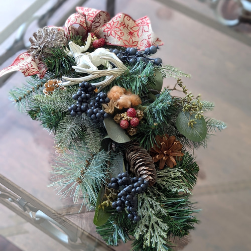 ずっときれい！毎年飾れる！特大クリスマススワッグ 玄関 インテリア