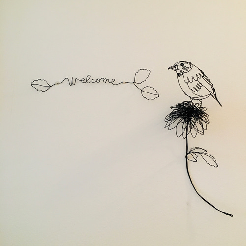 ワイヤーアート ワイヤークラフト welcome 花と鳥 立体