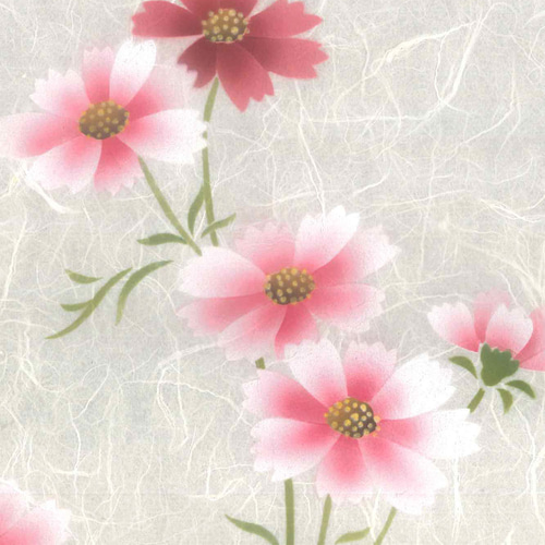 手染め　花タペストリー 秋の壁飾り 秋桜 手染め京友禅和紙タペストリー その他