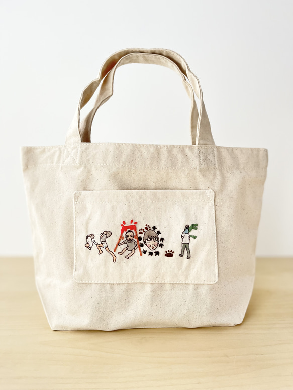 世界に一つだけ　うちの子トートバッグ 我が子の成長をお名前刺繍に♪】世界に一つのオリジナルトート