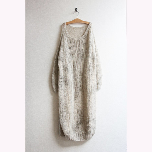 つつむ 手編みモヘアロングワンピース○ナチュラル ニット・セーター  
