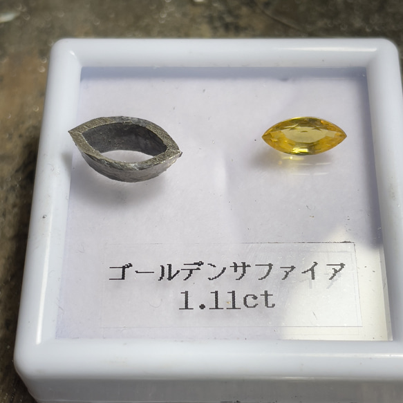 ゴールデン サファイア マーキスカット　1.1ct シルバーSV925リング 9枚目の画像