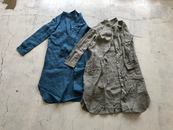 【秋SALE】S/Mスタンドカラーlong shirt/ロングシャツ 2枚目の画像