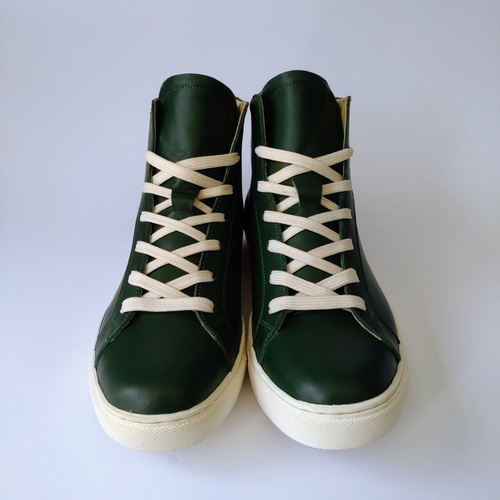 新品未使用！Camper ハイカットスニーカー ベージュ/グリーン ◇本革◇ハイカットスニーカー◇グリーン◇サイズ調整無料