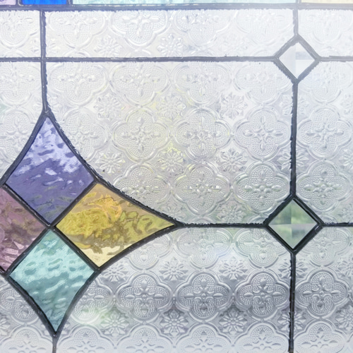 ステンドグラス アンティーク調 パネル(特大サイズ、スタンド付