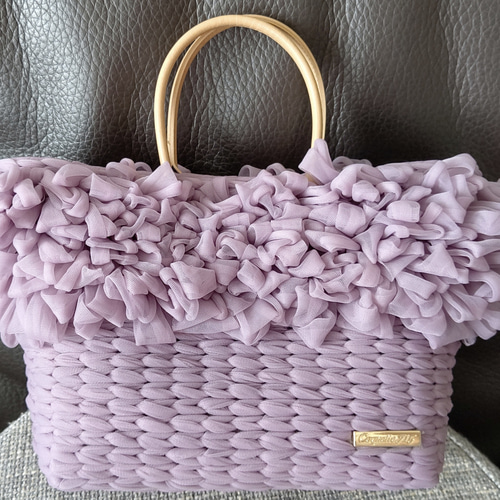 お値下げ ~大人かわいい~ エアチュールのトートバッグ かごバッグ  