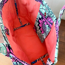 キテンゲ・regularトートバッグ（ピンクのお花） 8枚目の画像