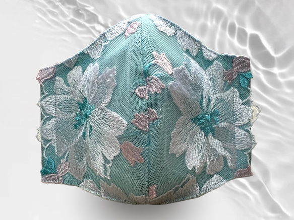 跛腳布x花朵圖案蕾絲刺繡系列繡花蕾絲麵膜/面膜套（可選） 第3張的照片