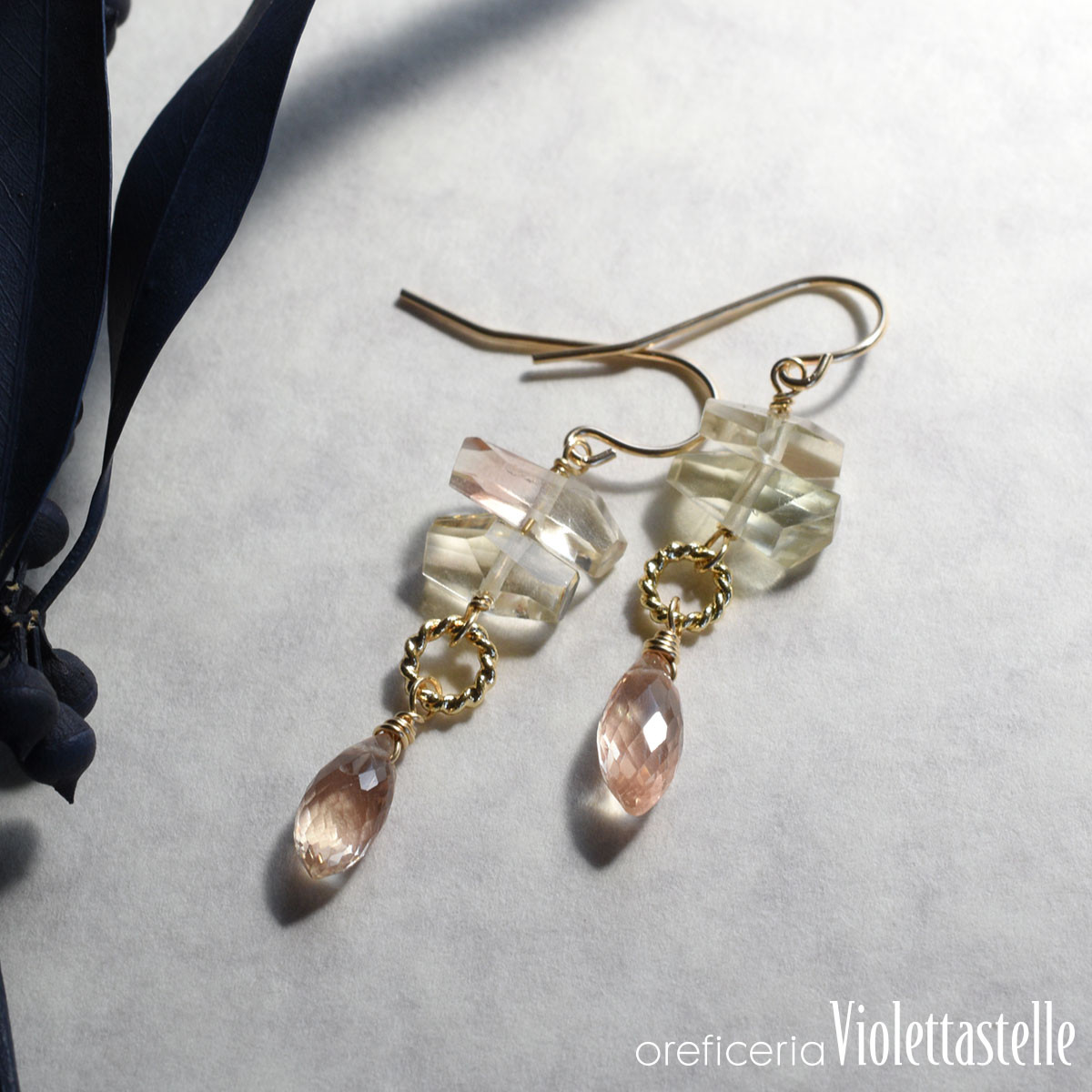 14kgf オレゴンサンストーンのピアス Vr.9