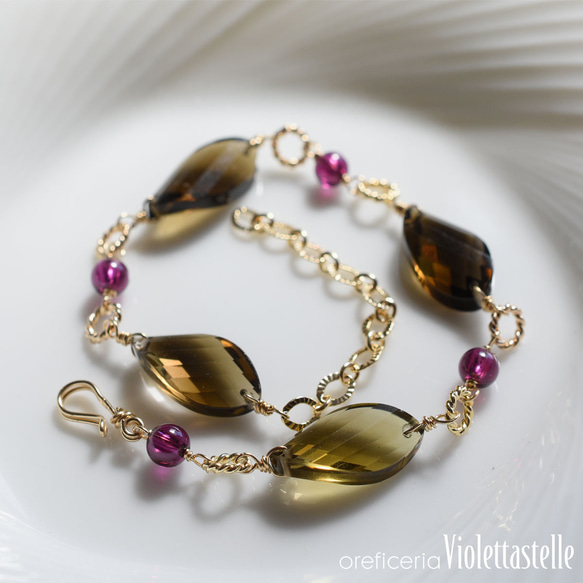 14kgf スモーキークォーツのブレスレット ブレスレット violettastelle 