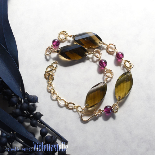 14kgf スモーキークォーツのブレスレット ブレスレット violettastelle 