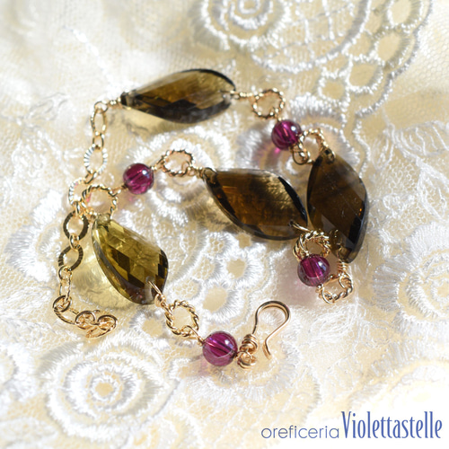14kgf スモーキークォーツのブレスレット ブレスレット violettastelle 