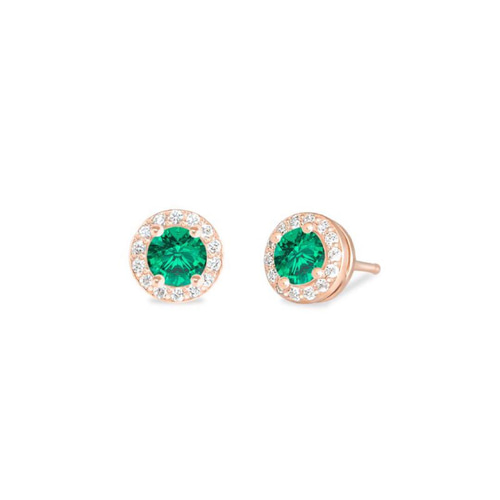 カクテルピアス】ハロセット×ラウンドカット×ピンクゴールド ピアス 