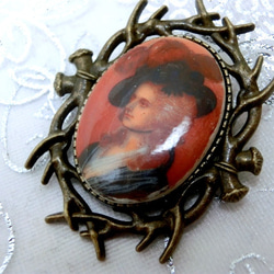 再々販＜2個＞小枝ブローチセッティング:25×18mm用（金古美） 3枚目の画像