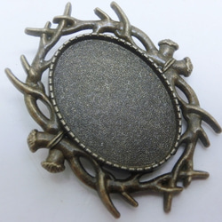 再々販＜2個＞小枝ブローチセッティング:25×18mm用（金古美） 2枚目の画像