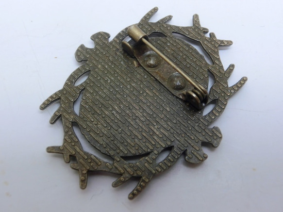 再々販＜2個＞小枝ブローチセッティング:25×18mm用（金古美） 4枚目の画像