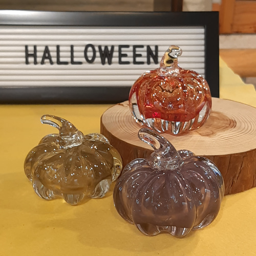 くすみカラー カボチャの置物 吹きガラス その他インテリア雑貨 ガラス