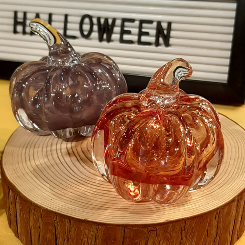 くすみカラー カボチャの置物 吹きガラス その他インテリア雑貨 ガラス